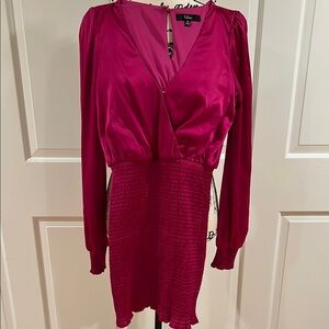 Lulu’s Elegant magenta Long-Sleeve Mini Dress